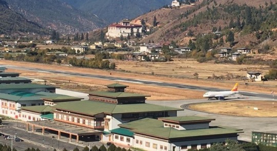 Paro airport in Bhutan